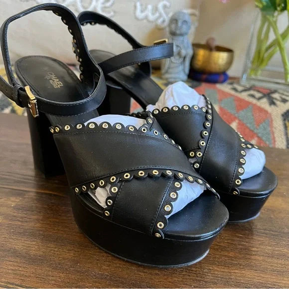 Porter Studded Platform Peep-Toe Pump in BLACK - Sale  MICHAEL Michael Kors Black Studded Platform Pumps main image 1